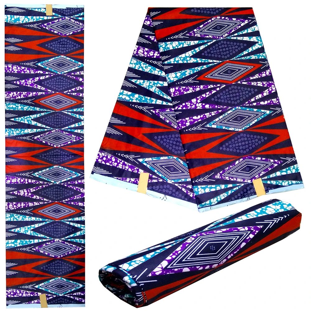 Veritable Real Dutch Wax African Fabric New Arrivals Colorful Geometric Patterns Print Wax Fabric