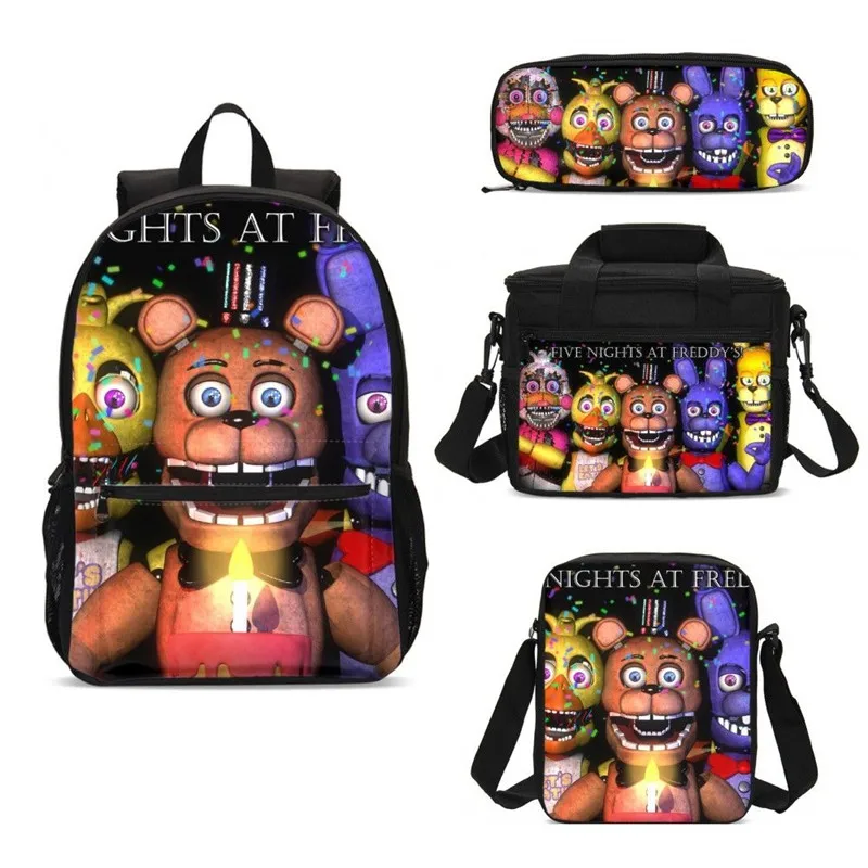 4 шт./компл. портфель школьные ранцы для мальчиков и девочек Five Nights At Freddy's пять