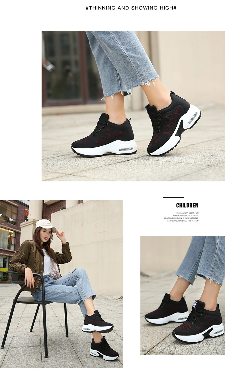 Chaussures Haute Marche Femme; женская обувь, визуально увеличивающая рост на 9 см; спортивные зимние кроссовки на толстой платформе; женская обувь для бега