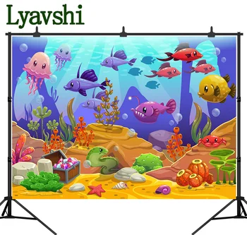 

Photography background baby underwater world beautiful underwater animals customized birthday decoration party photo background