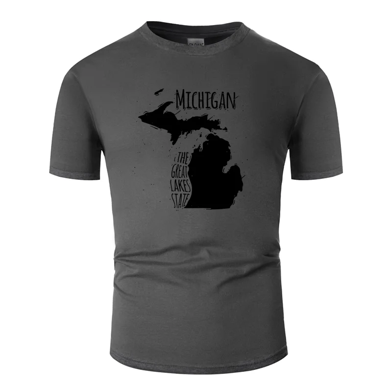 Мужская футболка с принтом Humor michigan, лето, большой размер S~ 5xl, официальная Мужская футболка, хлопковые Забавные футболки в стиле хип-хоп
