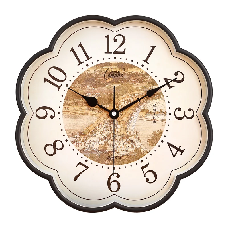 Chinese Style Glass Wall Clock Living Room Hanging Swing Wall Watch