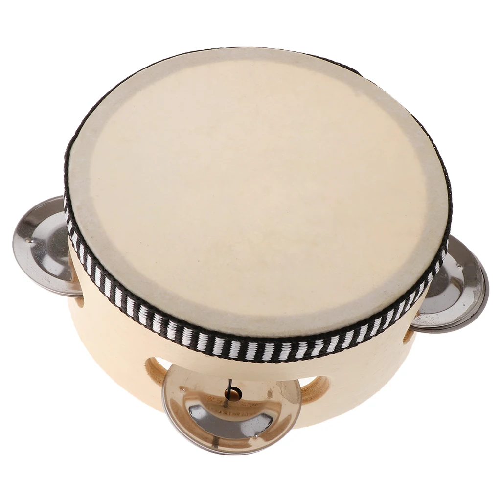 

Tambourine 4" Single Row Jingle Percussion Instrument for Church Kids Games