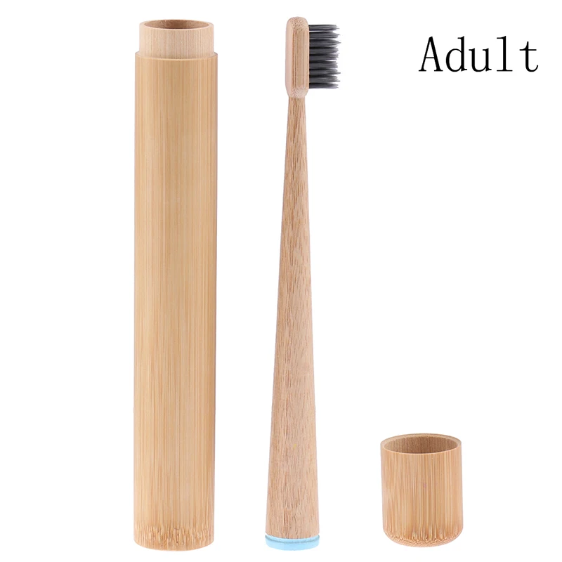 1PCS Toothbrush+1pc Bamboo Tube Eco Friendly Natural Bamboo Toothbrush Travel Case Soft Head Teeth Brush
