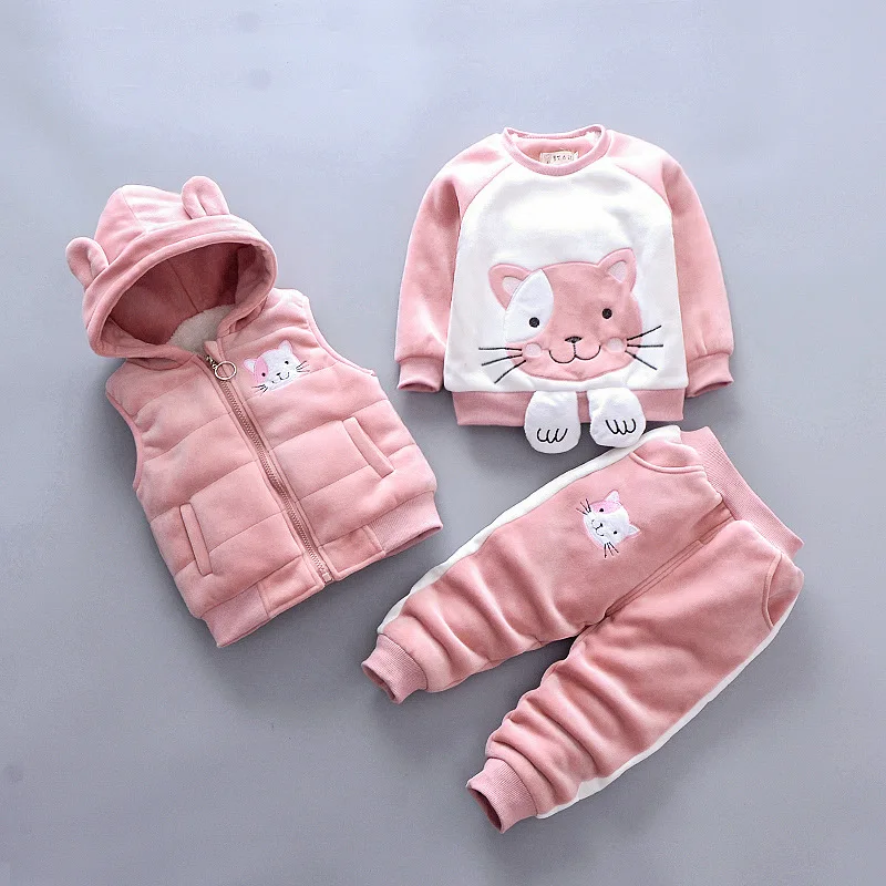 Trouser 1-4yrs Toddler Girl 3PC Winter Outfit Set Elephant Costume Hooded+Gilet 