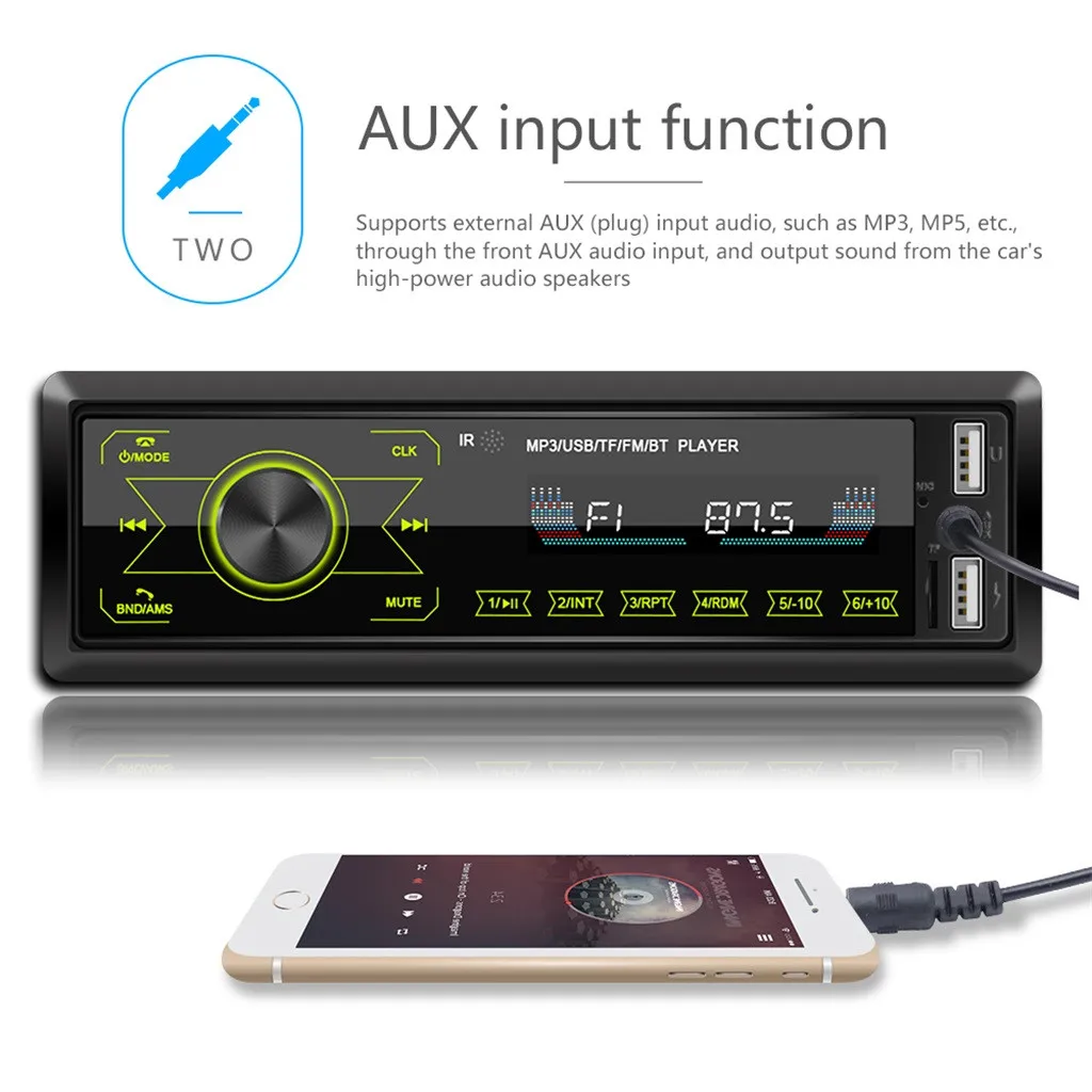 Новый Bluetooth V4.0 сенсорный экран двойной USB Мобильный автомобиль MP3 плеер семь