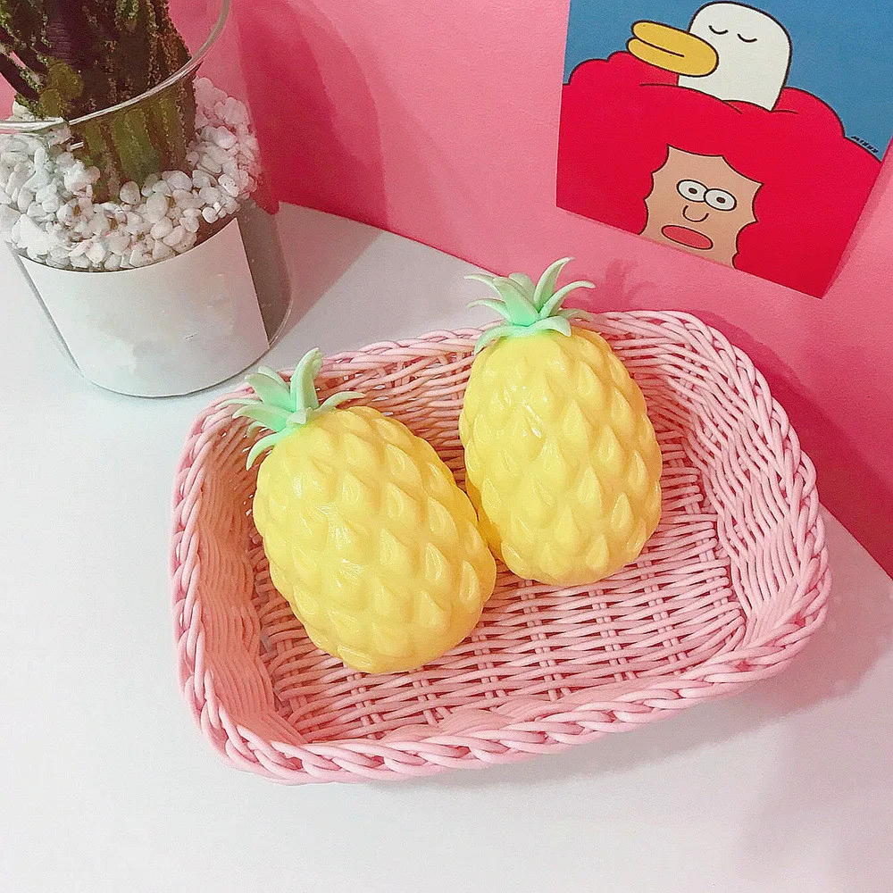 Мягкие фрукты, ананас, антистресс, медленно поднимающаяся игрушка, сжимается, мягкий креативный мультфильм, имитация фруктов, детская Милая рельефная игрушка, 1 шт - Цвет: yellow 1pcs