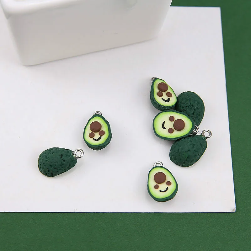 10 шт. модный зеленый резиновый смайлик авокадо Подвески DIY кулон в форме ананаса ручной работы для женщин серьги браслет ювелирные изделия аксессуары