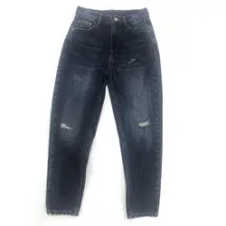 Осенне-зимние женские джинсовые Модные брюки свободные потертые 100% хлопок потертые синие женские джинсы