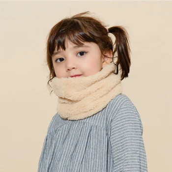 

New Baby Winter Scarf Children Plus Thick Velvet Cotton Scarf BoysGirls Warming Wool Plush Cotton Windproof Solid Colors Muffler