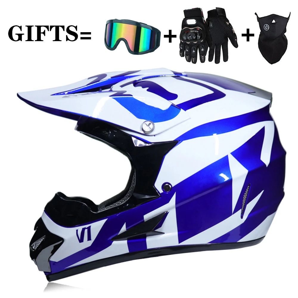 Гоночный внедорожный мотоциклетный шлем для мотокросса, мотоциклетный шлем для мотокросса, винтажный шлем для мотокросса, шлем для мотокросса в горошек, 3 подарка - Цвет: 24