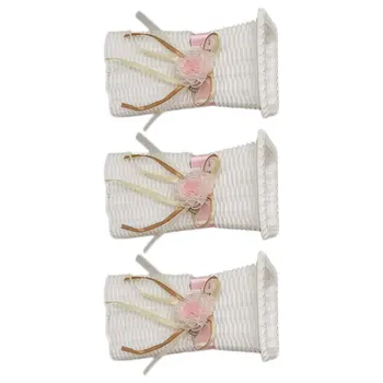 

3pcs Plastic Flower Baskets Square Fake Rattan Beautiful Decorative Storage Basket (Random Flower)