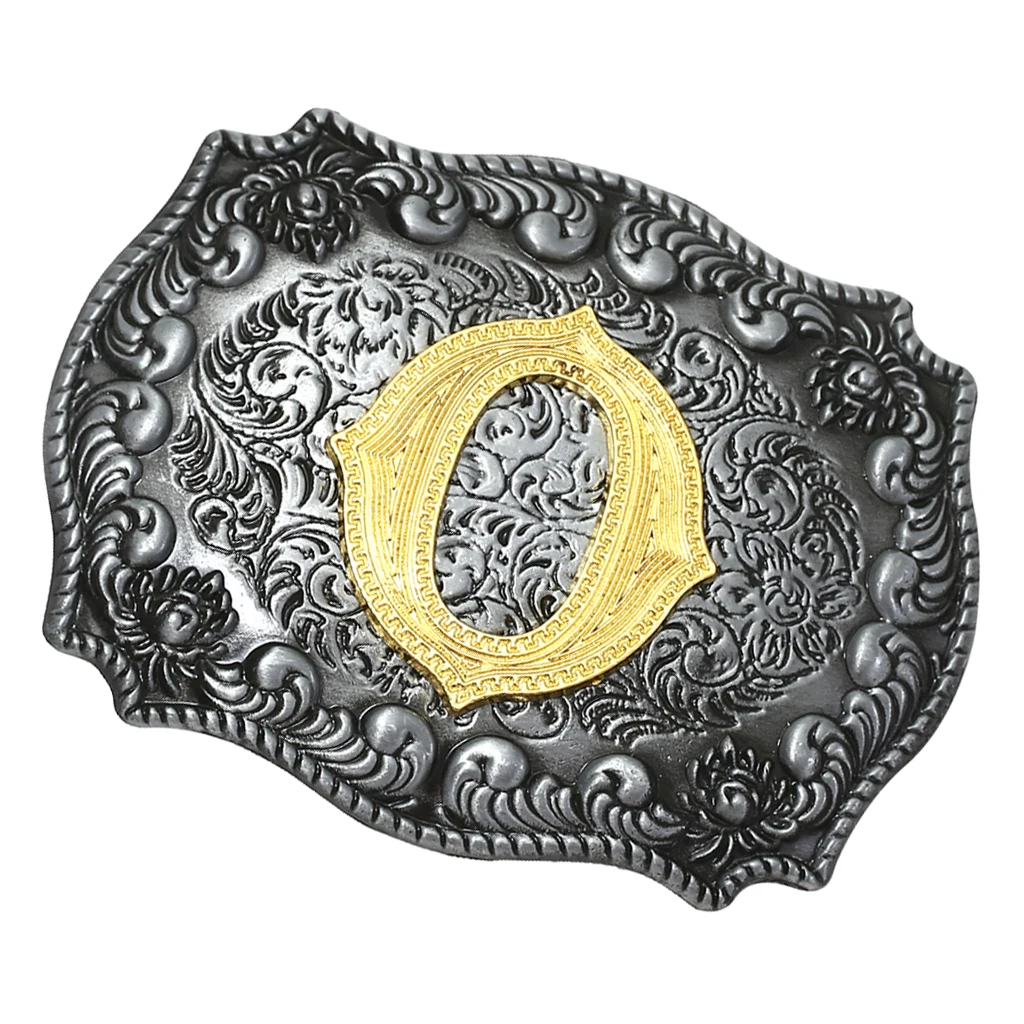 O Мужская Ковбойская Техасская Пряжка для ремней Rodeo подарки Ювелирные изделия начальные буквы A-Z - Цвет: O