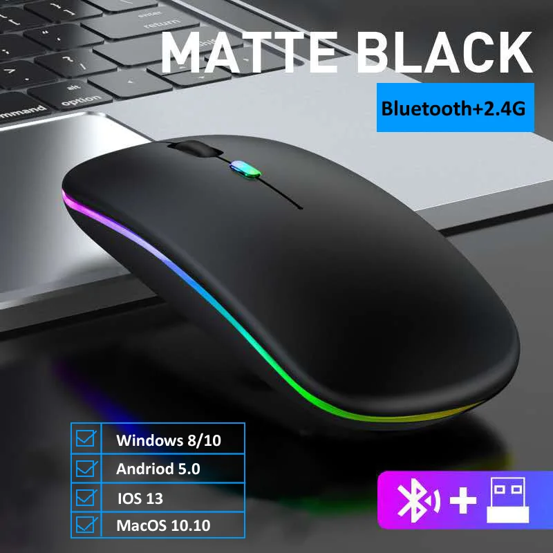 RGB 2.4G Wireless Mouse Bluetooth Mouse Gamer Rechargeable Computer Mouse Wireless USB Ergonomic Mause Silent Mice For Laptop PC 