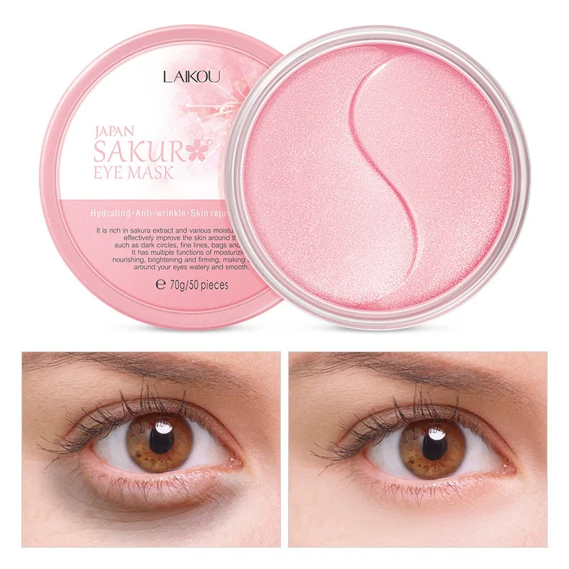 

LAIKOU 50pcs Sakura Essence Collagen Eye Mask Face Mask Gel Eye Patches Remove Eye Bags Wrinkle Dark Circles Eye Pads Skin Care