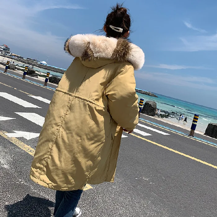 

A Generation of Fat 2019 Autumn And Winter New Style down Feather Korean-style Large Fur Collar Loose-Fit Cotton Coat Cotton-pad