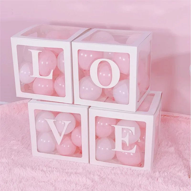 Любовные буквы прозрачная коробка аксессуары для воздушных шаров Baby Shower неоновые стикеры свадебные шары для украшения коробки вечерние воздушные шары - Цвет: white love balloon