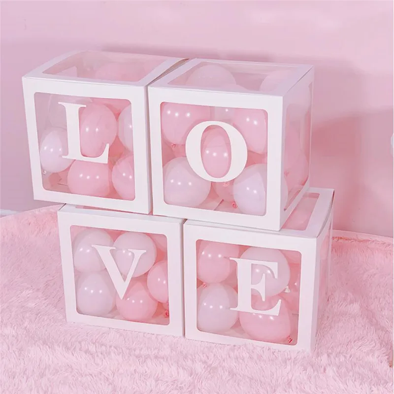 white love balloon Любовные буквы прозрачная коробка аксессуары для воздушных шаров Baby Shower неоновые стикеры свадебные шары для украшения коробки вечерние воздушные шары - Цвет: white love balloon