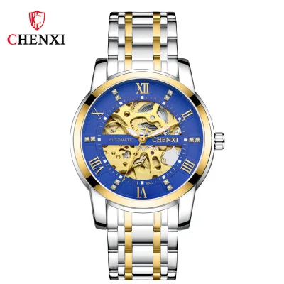 

New Chenxi Dawn Brand Hollowing out Mechanical Set in drill Watch Steel Strap Business Men's Waterproof Noctilucent Wholesale