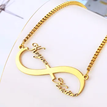 

Stainless Steel Custom Name Necklace Personalized Gold Colour Infinity Pendant Friendship Necklace Jewelry Best Friend Gift