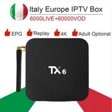 TX6 Android 9.0/dual wifi smart tv box&italy super iptv subscription Germany Albania Turkey bein sport netflix ExYu adult iptv