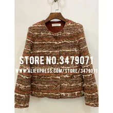 Цветная плетеная куртка с золотой веревкой Ранняя весна, женский тонкий твидовый пиджак с пуговицами и листьями, костюм с шелковой подкладкой