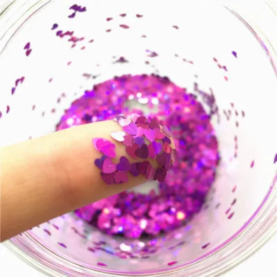 Ультратонкая PET Блестки 3 мм Сердце Лазерная блестящая 3D блестка для ногтей блестка Eo-Friendly свободные блестки для украшения ногтей 10 г - Цвет: Laser purple 10g