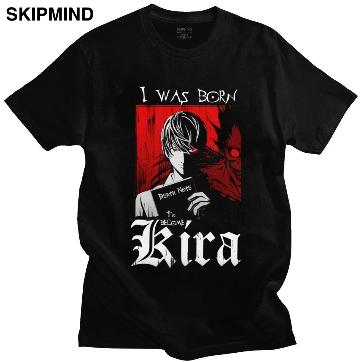 Футболка мужская с надписью Death Note модная рубашка круглым вырезом и короткими