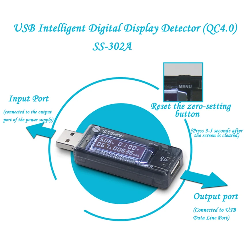 USB цифровой дисплей тестер Быстрая зарядка SS-302A power group Настольный индикатор напряжения тока поддерживает различные устройства