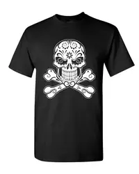 Череп с футболка с черепом и костями сахарный череп Calavera хлопковая Футболка мужская женская футболка