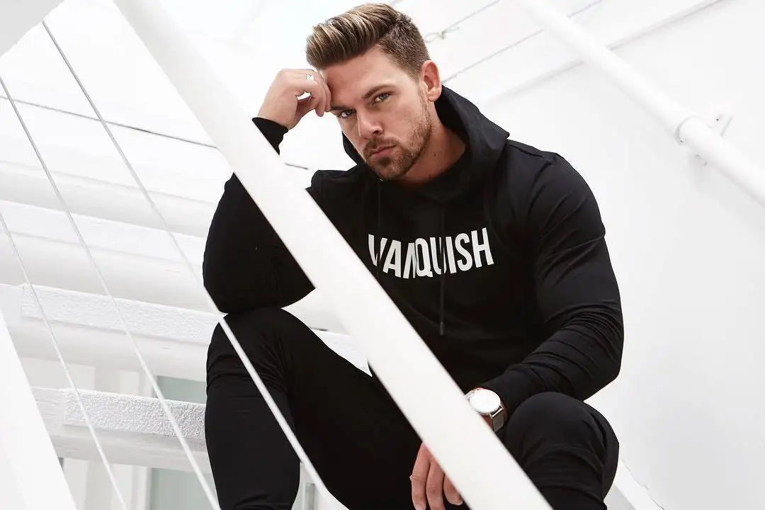 Мужской спортивный костюм Muscle Brother для фитнеса, осенний и зимний пуловер с капюшоном, повседневные обтягивающие брюки