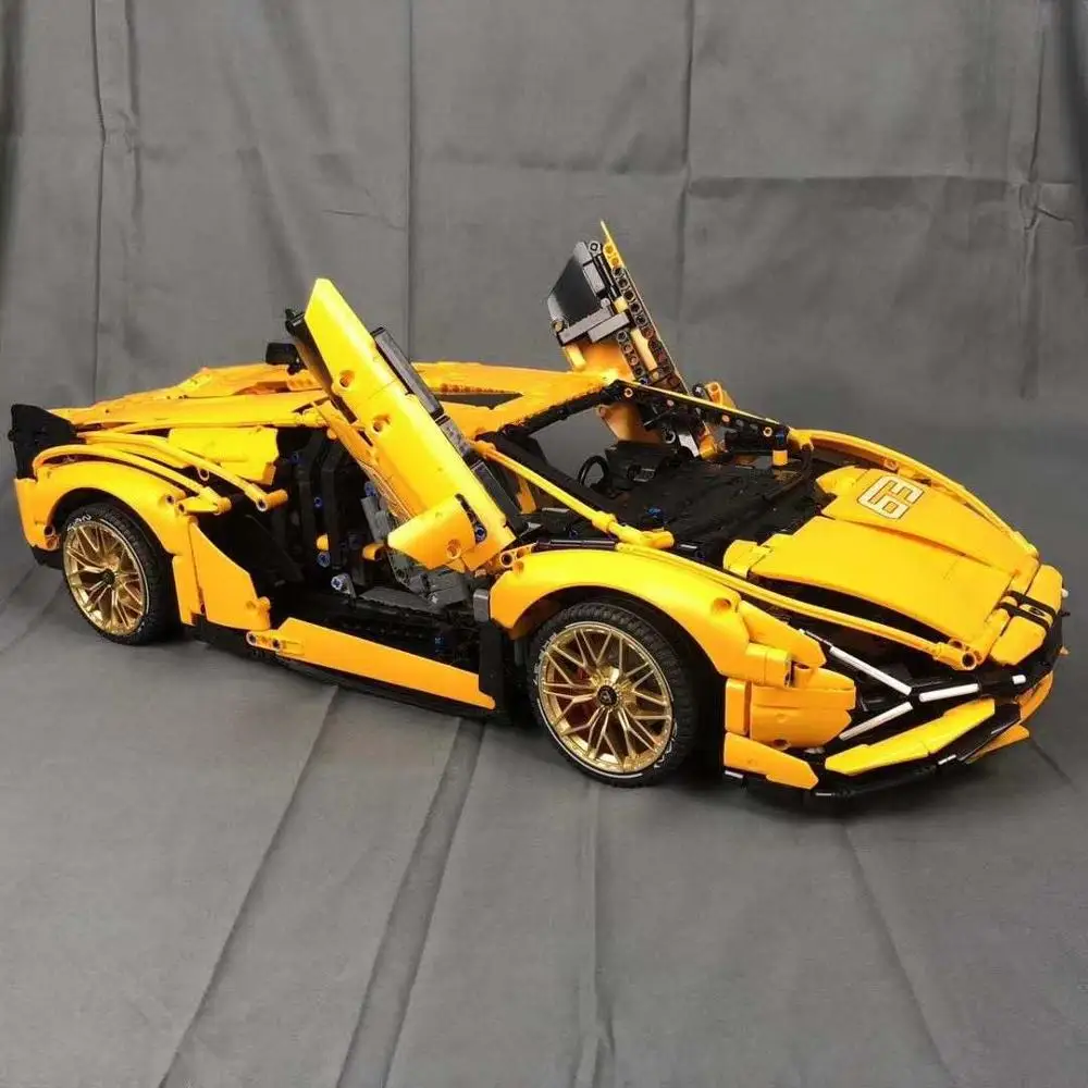 В наличии Technic 42115 желтый Lamborghinis RC SIAN FKP37 Roadster Супер гоночный автомобиль модель