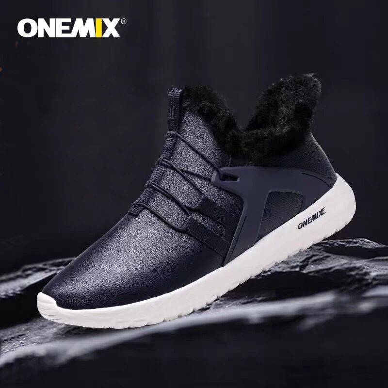 Onemix/2021 Водонепроницаемые зимние ботинки Мужские кроссовки Кожаная обувь для