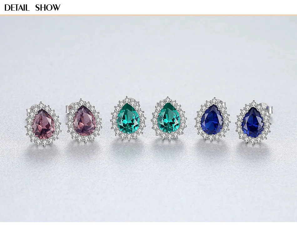 Emerald Sapphire Color Treasure Gemstone Earring S925 Sterling Silver Stud Earrings Fine Jewelry Earrings for Women