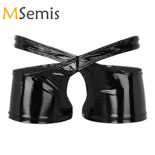 Мужское нижнее белье, латексное нижнее белье с открытым отверстием, кожаные трусы-боксеры с низкой посадкой и открытой промежностью, сексуальные трусы с вырезами