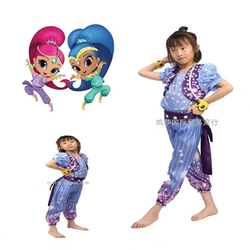 

Shimmer and Shine Cosplay Costume Dress Up Set Pre School Costume Children's Halloween Carnival Costume Birthday Gift