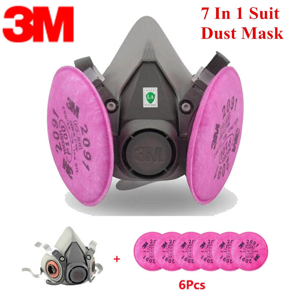 

7In1 3M 6200 Dust Mask Respirator Headset Anti-particulate Filters Anti-Dust Mask Anti-fog Haze PM2.5 Protective Masks