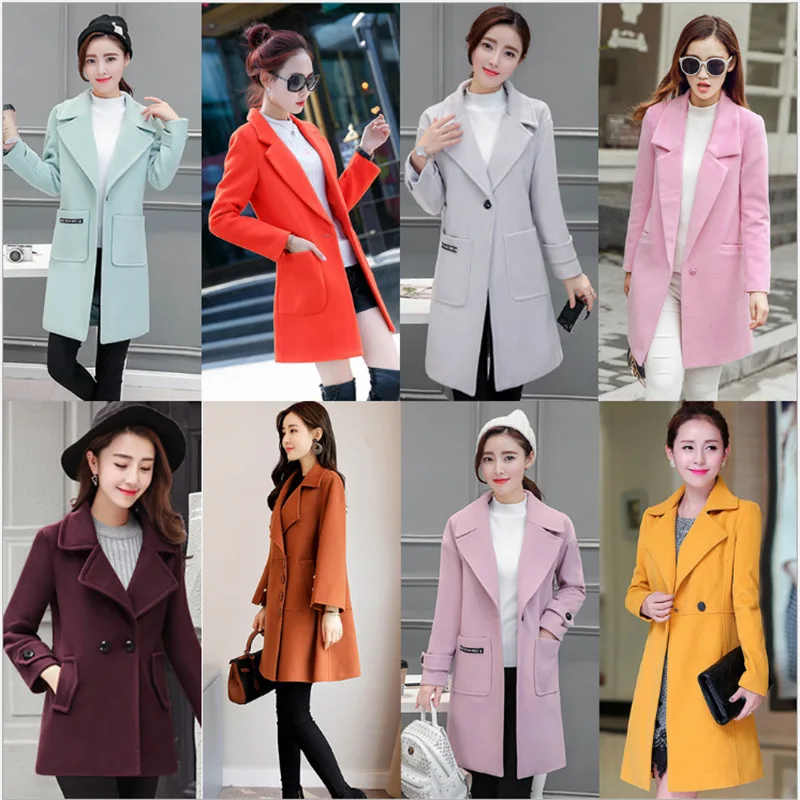 Stock Women's Woolen Jacket Overcoat Korean-style Mid-length Woolen Jacket Double-Sided Duffle Coat Women's Woolen