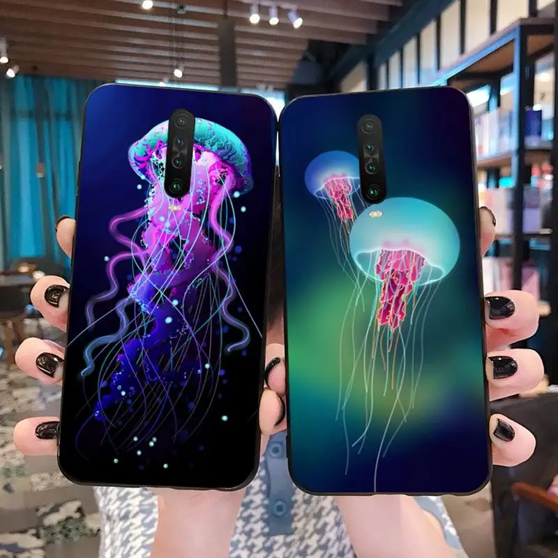 

Colorful jellyfish underwater Cover Black Soft Shell Phone Case for Redmi Note 8 8A 8T 7 6 6A 5 5A 4 4X 4A Go Pro