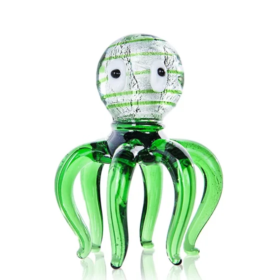 Green Octopus H& D 12 видов стилей, ручная работа, милые фигурки животных, муранское искусство, стеклянные миниатюры, коллекция, кукольный домик, украшение, рождественский подарок для детей - Цвет: Green Octopus