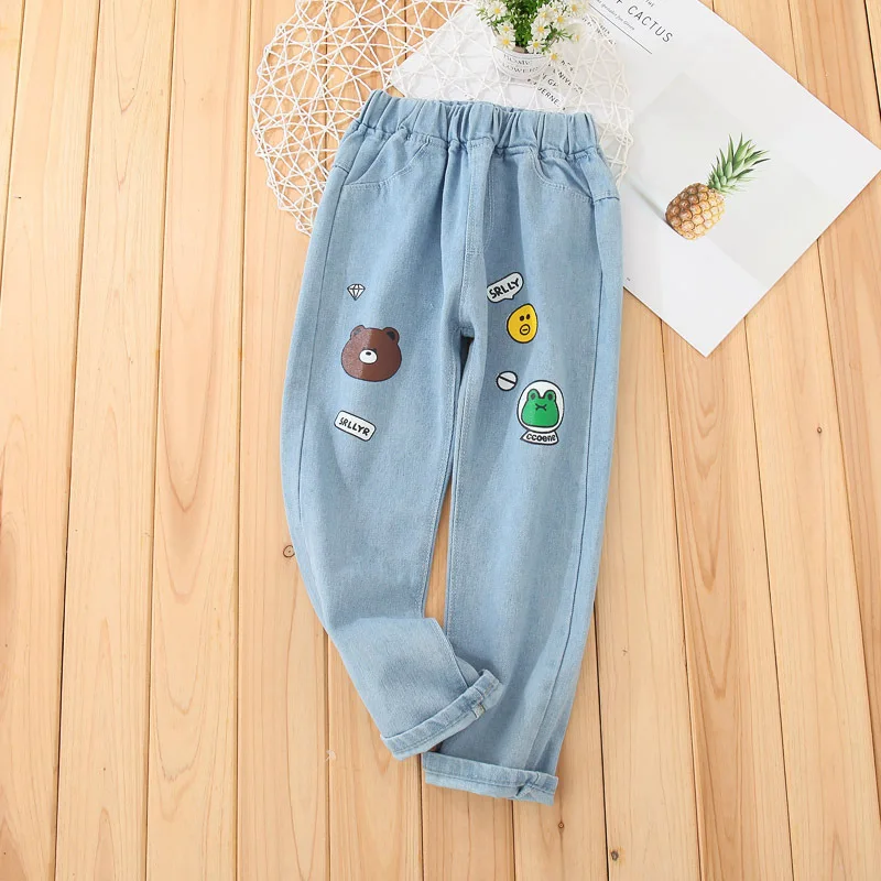 Весенне-осенние детские штаны для мальчиков и девочек от 3 до 10 лет детские джинсовые штаны хлопковые брюки для детей, модная одежда для девочек - Цвет: B05