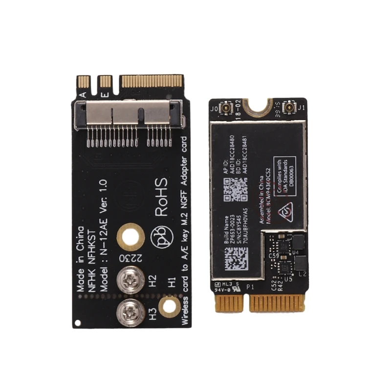 802.11AC BCM94360CS2 Аэропорт WiFi 867 Мбит/с WLAN карта Bluetooth 4,0+ NGFF M.2 адаптер+ антенны