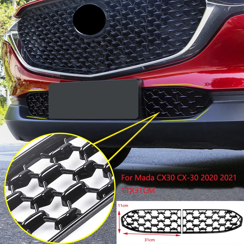 

For Mazda CX30 CX-30 2020 2021 Car Front Bottom Middle Net Decoration Exterior Parts Protection Sand Cover Car Grills