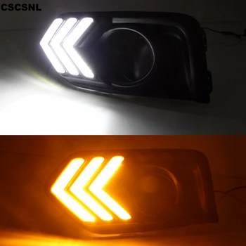 

CSCSNL 2pcs Car Led Daytime Running Lights daylights Fog lamp cover drl with yellow turn signal for Honda City 2017 2018 2019