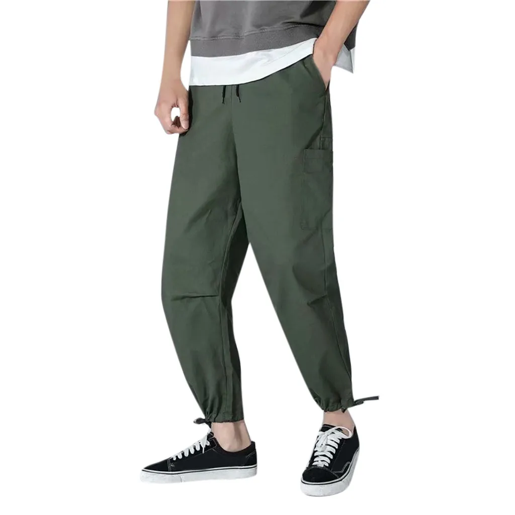 Army Green Мужские повседневные Комбинезоны удобные дышащие брюки летние новые стильные модные повседневные чистые карманы брюк мужские весенние 8,29 - Цвет: Army Green