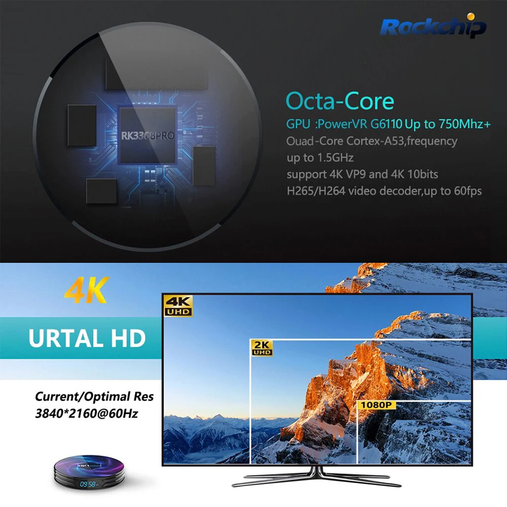  HK1 MAX Plus Octa Core Android 9.0 Smart TV Box 4GB 128GB 64GB 32GB RK3368PRO 1080P H.265 4K youtub