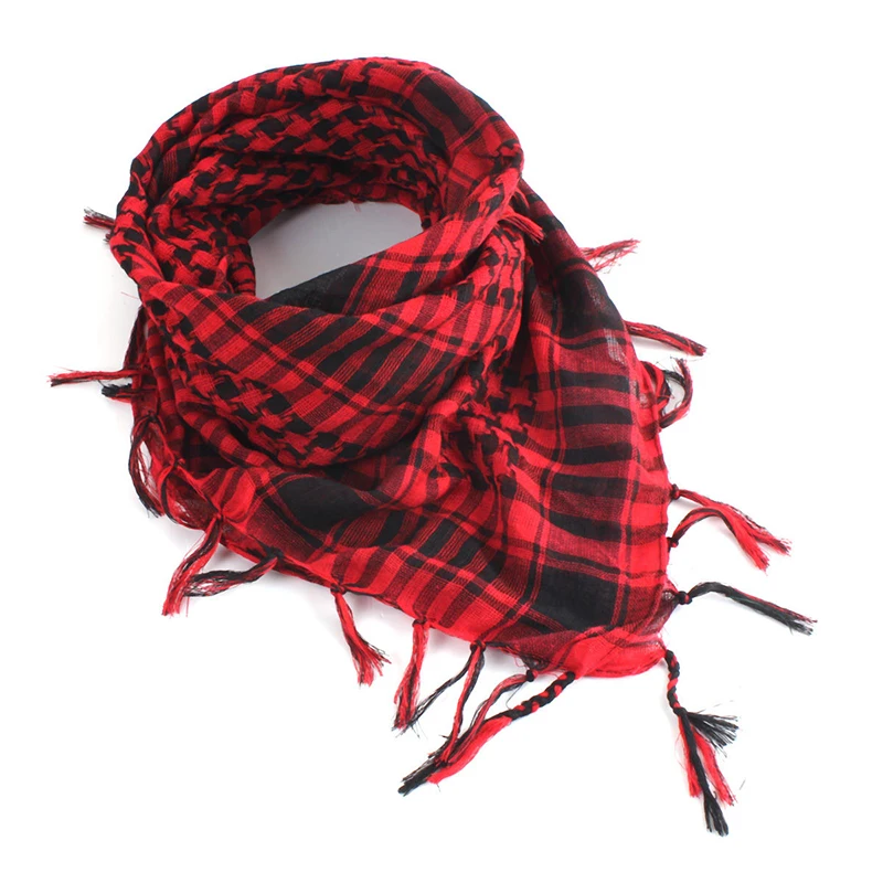 Для мужчин Wo мужчины Красочные унисекс легкий 100x100 см Тактический Открытый арабский пустыня шемах шарф с кисточками - Цвет: Black Red