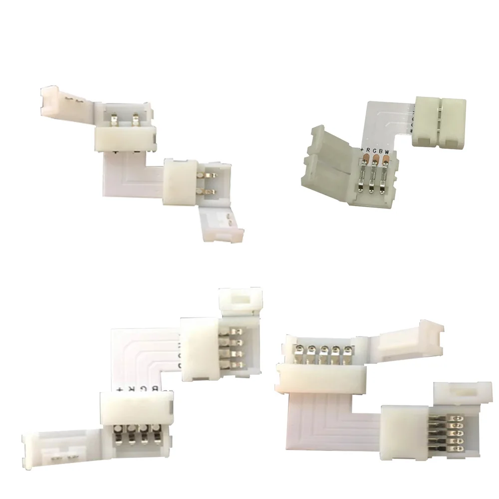 

LED Connector 10mm L Shape 2pin 3pin 4pin 5pin For Connecting Corner Right Angle 5050 RGB RGBW LED Strip Led Light