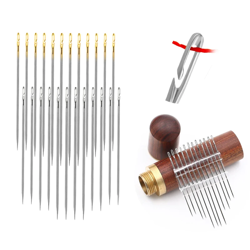 12/24/43Pcs Blind Needle Elderly Needle-side Hole Hand Household Sewing Stainless Steel Sewing Needless Threading Apparel Sewing