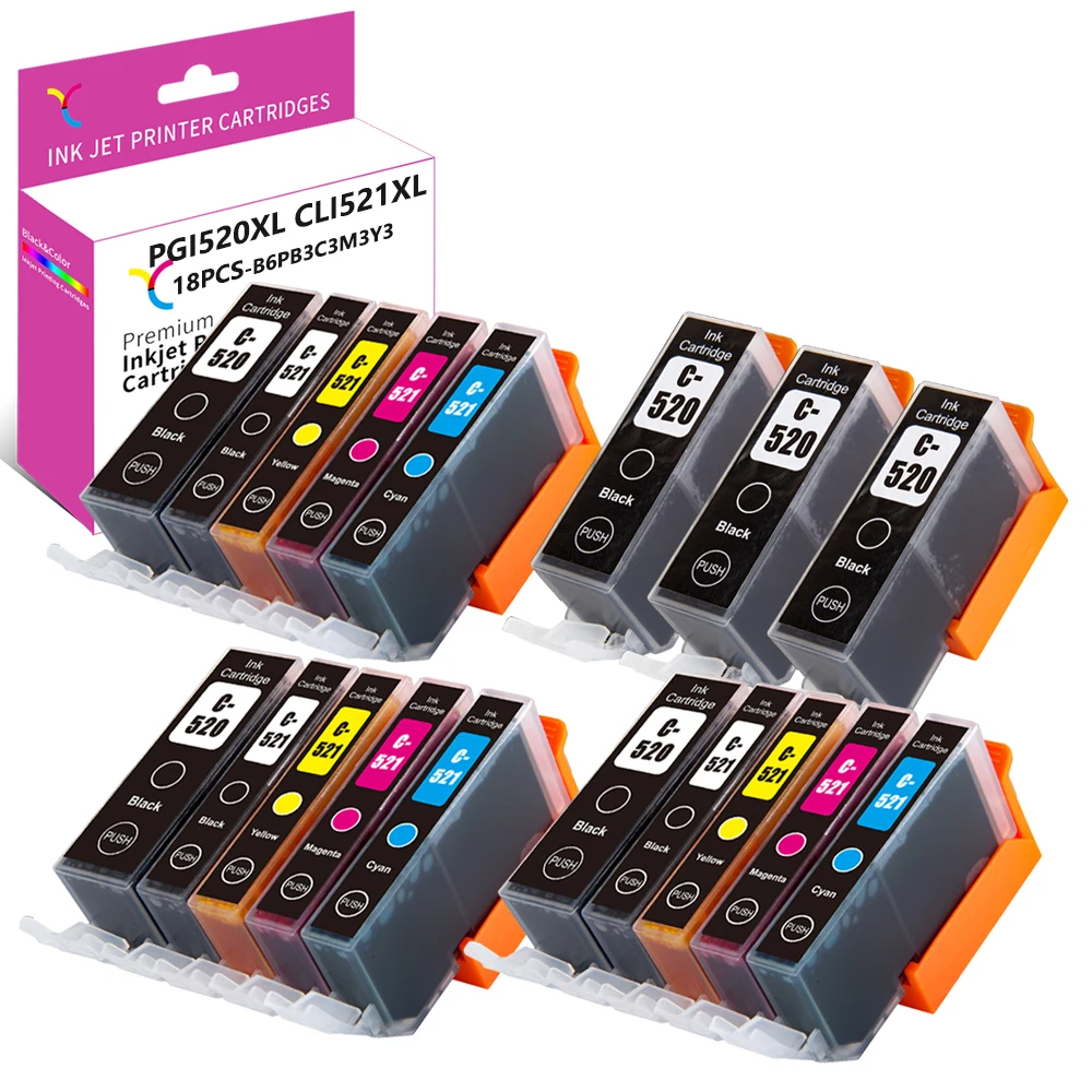 

YC совместим с Canon PGI-520 520PGBK 521BK 521C 521M 521Y для MP540x MP560 MP620b MP980 iP3600 iP3680 iP4600 iP4680